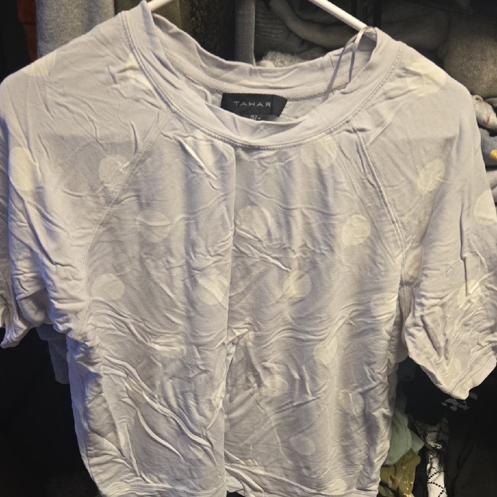 Tahari Women's Soft Blue Dot Tee
